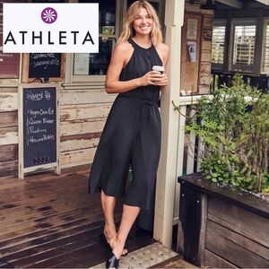 Athleta Women's Mercer Black Romper Jumpsuit Cropped Leg Athleisure | Sz 4